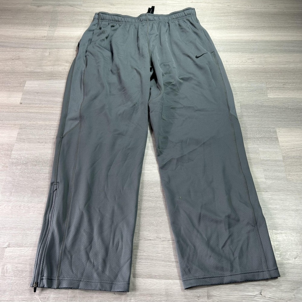 Nike Dri-FIT Track Pants Mens 2XL Gray Mesh Zip Hem Athletic 384229-064